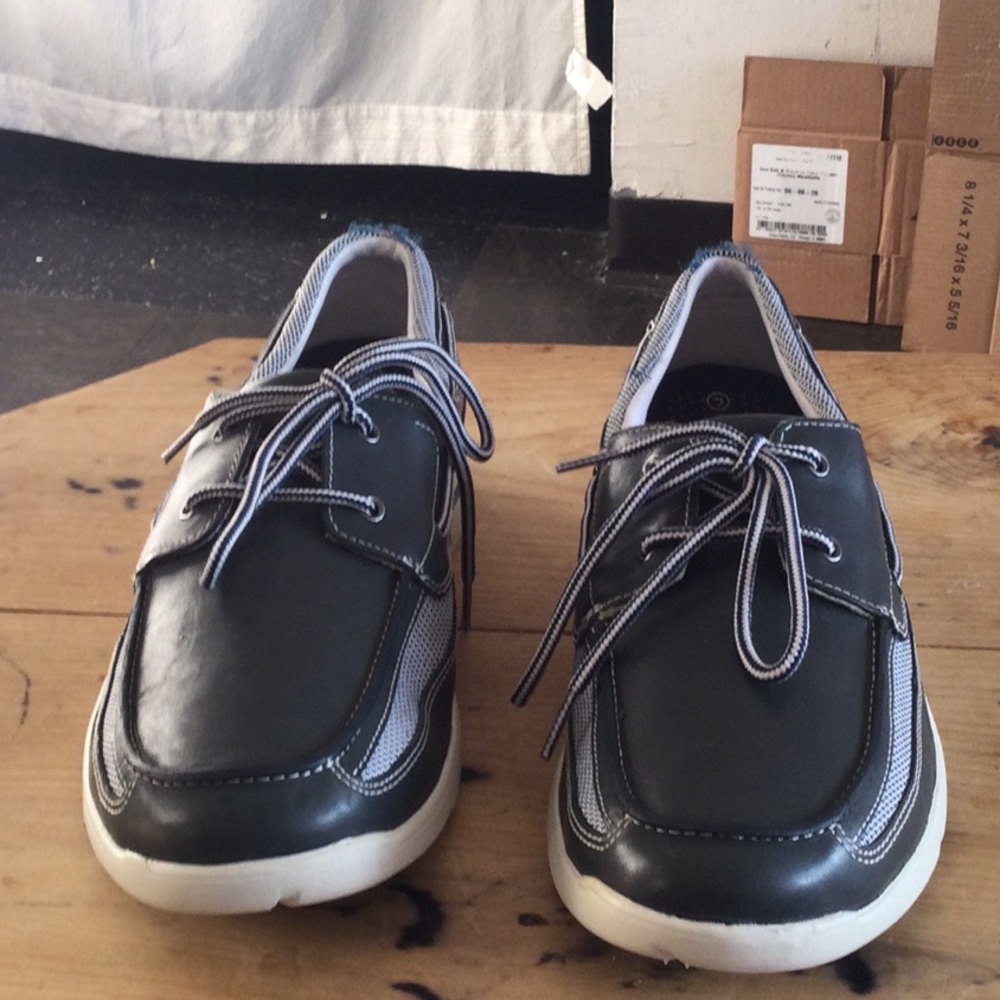 Rockport Black and White Men's Lace-Up Boat Shoes